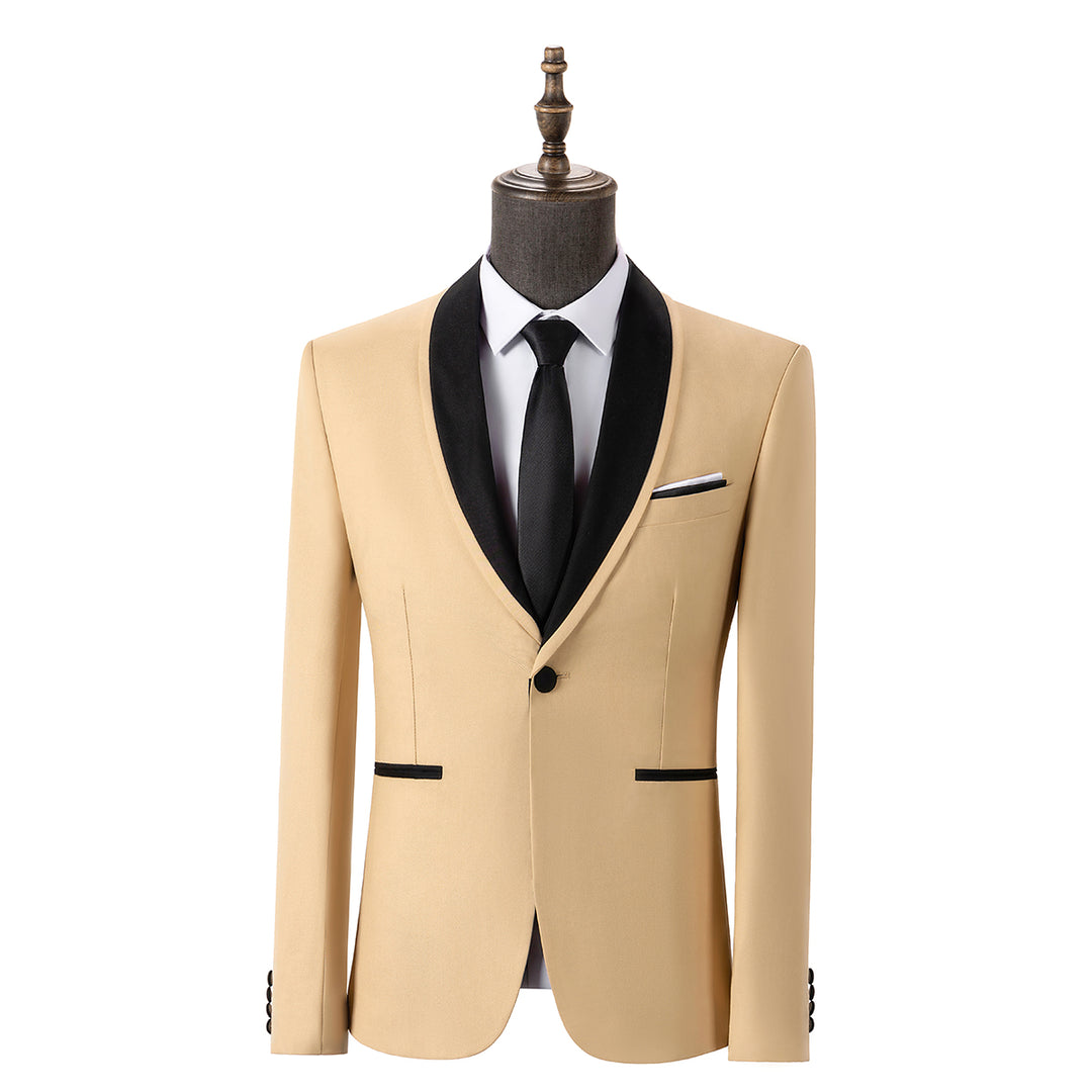Formal 3 Pieces Mens Suit Flat Shawl Lapel Tuxedos (Blazer+vest+Pants) mens event wear