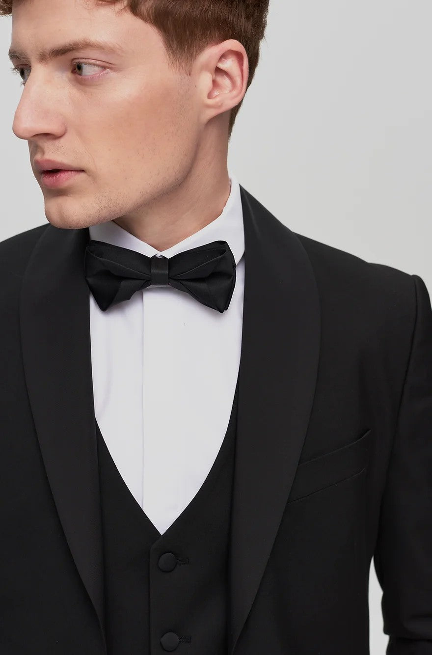 Formal 3 Pieces Mens Suit Flat Shawl Lapel Tuxedos (Blazer+vest+Pants) mens event wear