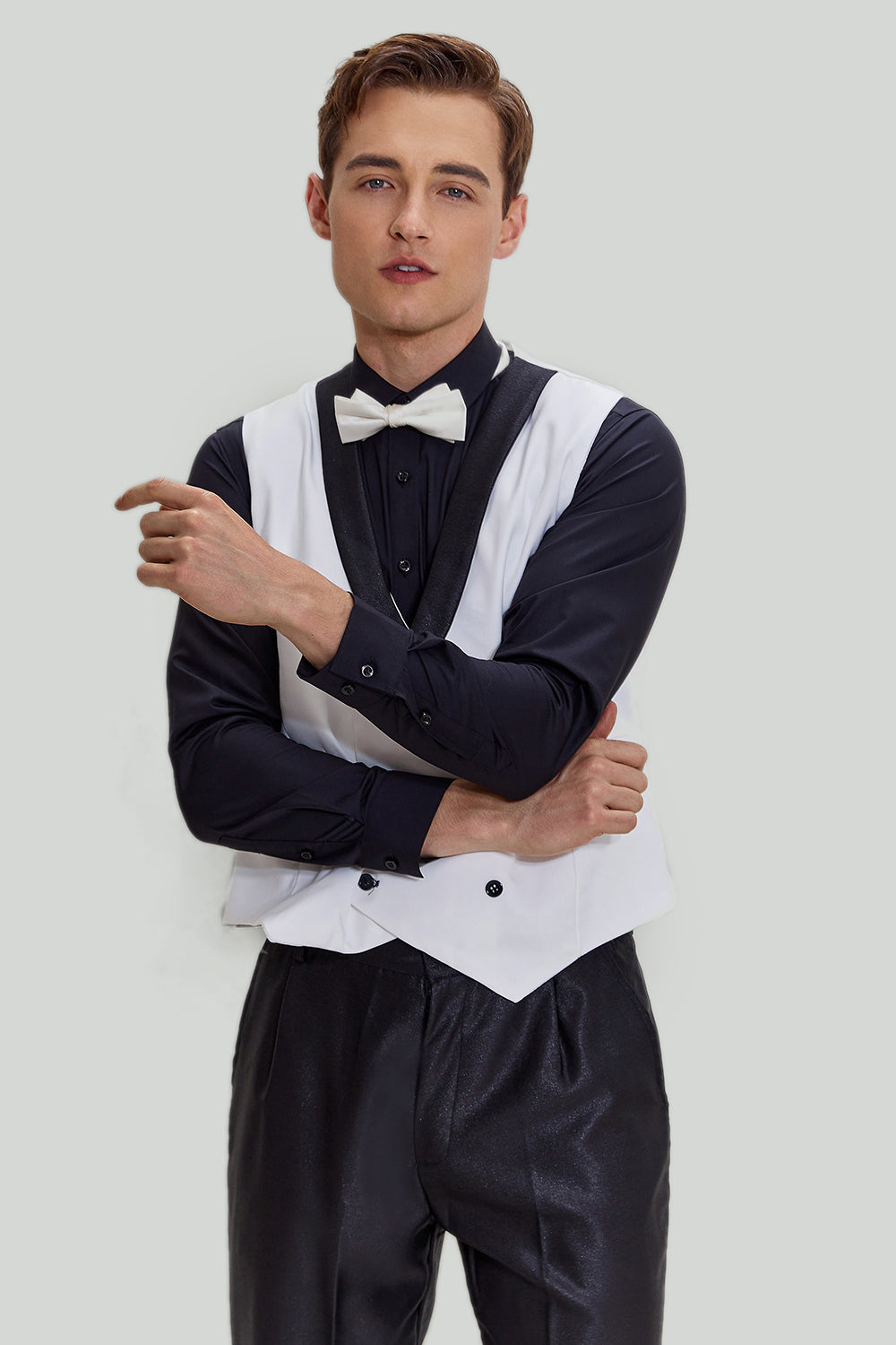 Formal 3 Pieces Mens Suit Flat Shawl Lapel Tuxedos (Blazer+vest+Pants) mens event wear