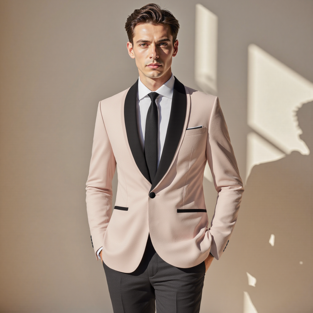 Formal 3 Pieces Mens Suit Flat Shawl Lapel Tuxedos (Blazer+vest+Pants) Mens Event Wear
