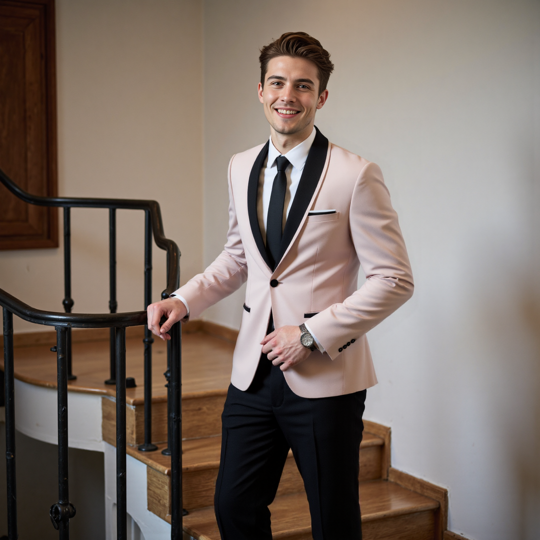 Formal 3 Pieces Mens Suit Flat Shawl Lapel Tuxedos (Blazer+vest+Pants) Mens Event Wear