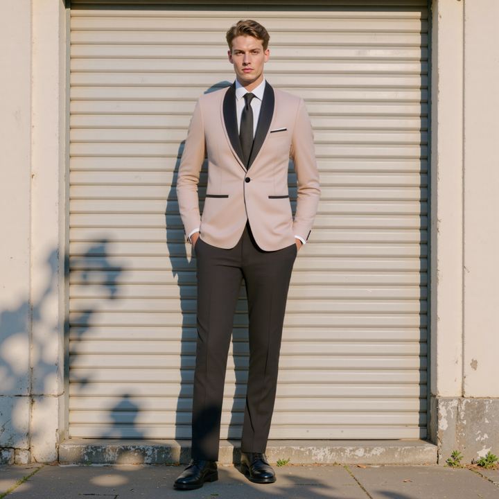 Formal 3 Pieces Mens Suit Flat Shawl Lapel Tuxedos (Blazer+vest+Pants) Mens Event Wear