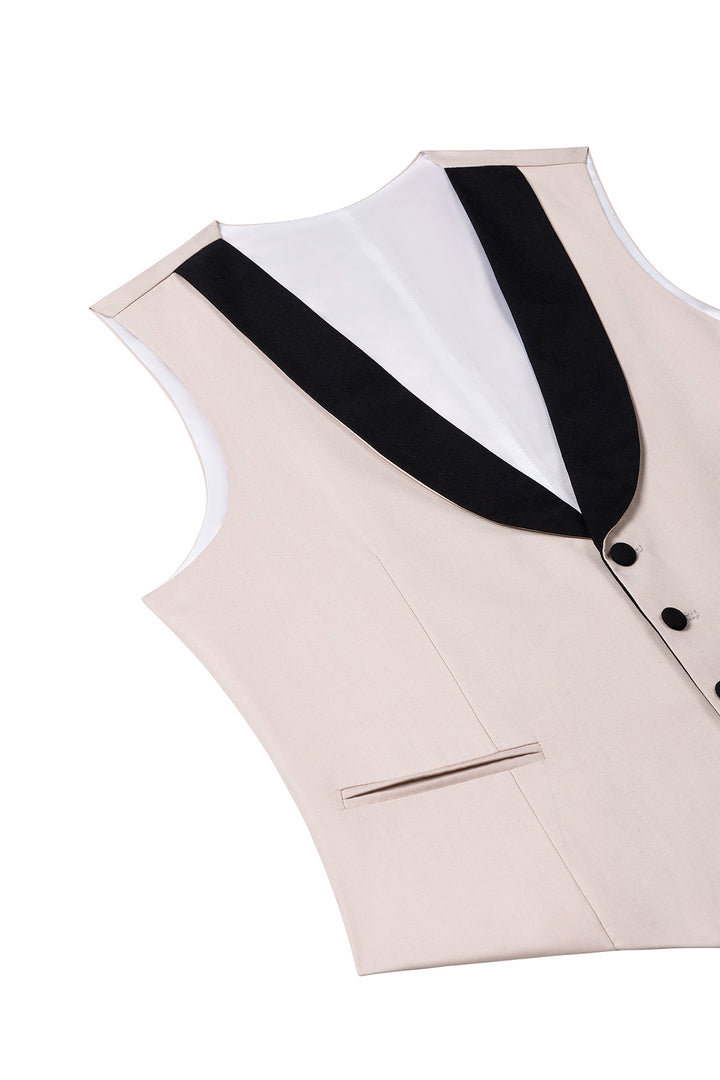 Formal 3 Pieces Mens Suit Flat Shawl Lapel Tuxedos (Blazer+vest+Pants) Mens Event Wear