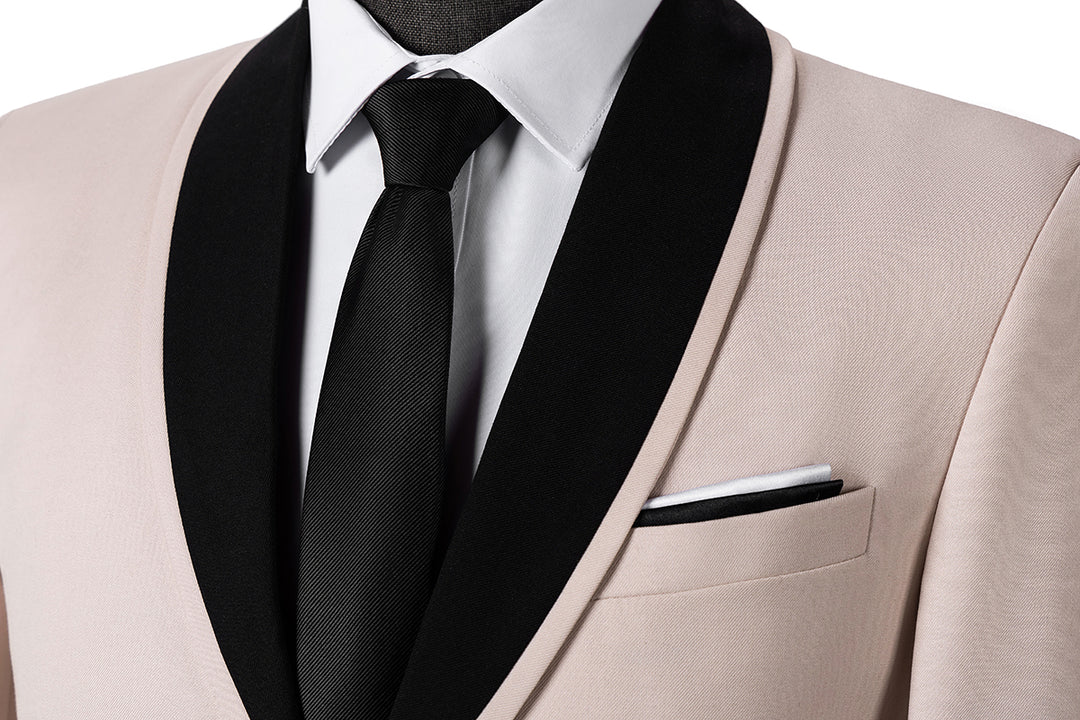 Formal 3 Pieces Mens Suit Flat Shawl Lapel Tuxedos (Blazer+vest+Pants) Mens Event Wear