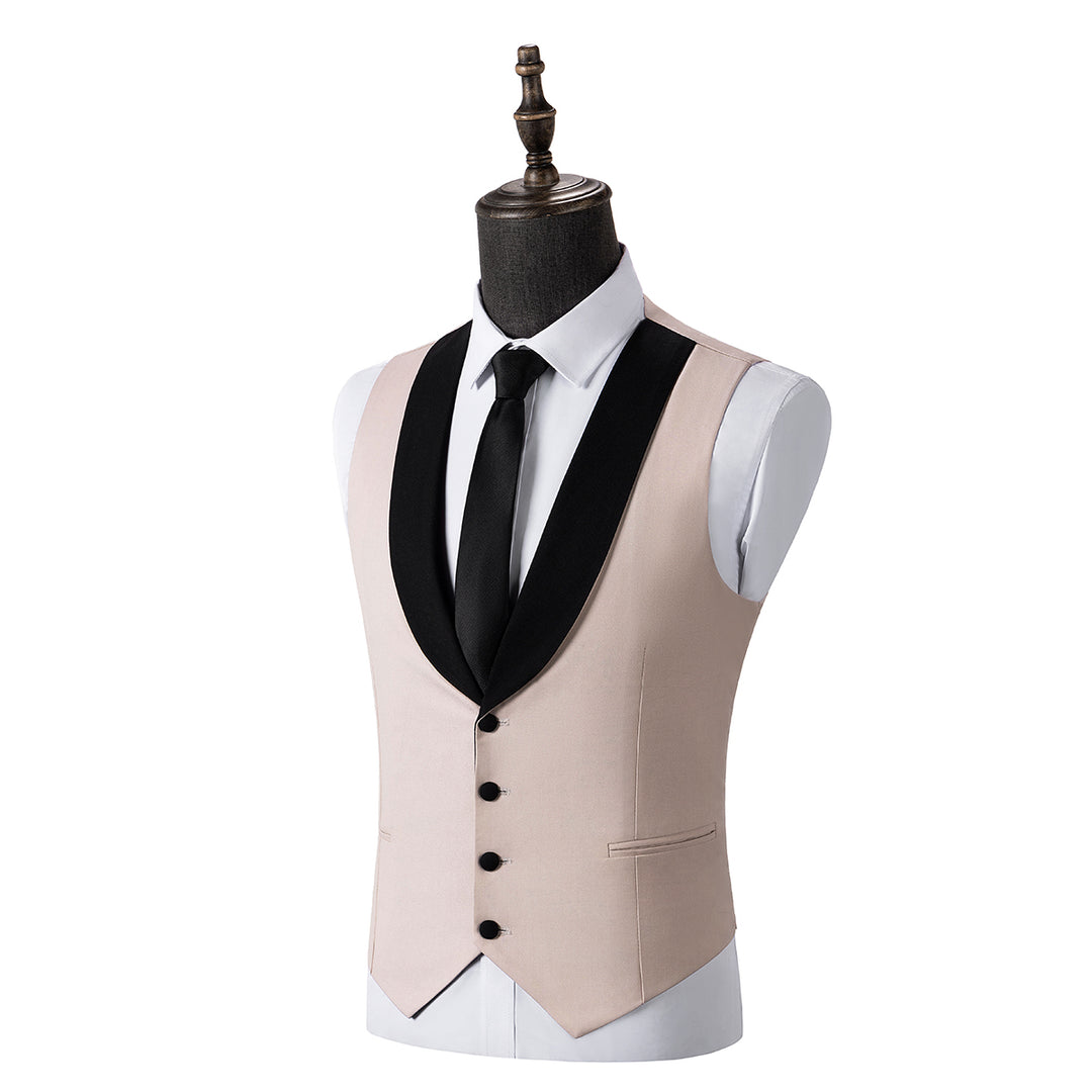 Formal 3 Pieces Mens Suit Flat Shawl Lapel Tuxedos (Blazer+vest+Pants) Mens Event Wear