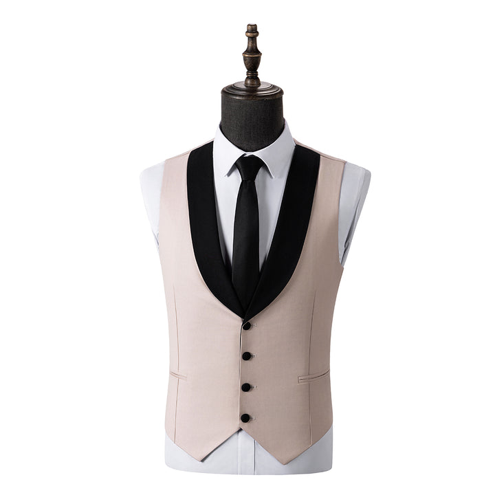 Formal 3 Pieces Mens Suit Flat Shawl Lapel Tuxedos (Blazer+vest+Pants) Mens Event Wear