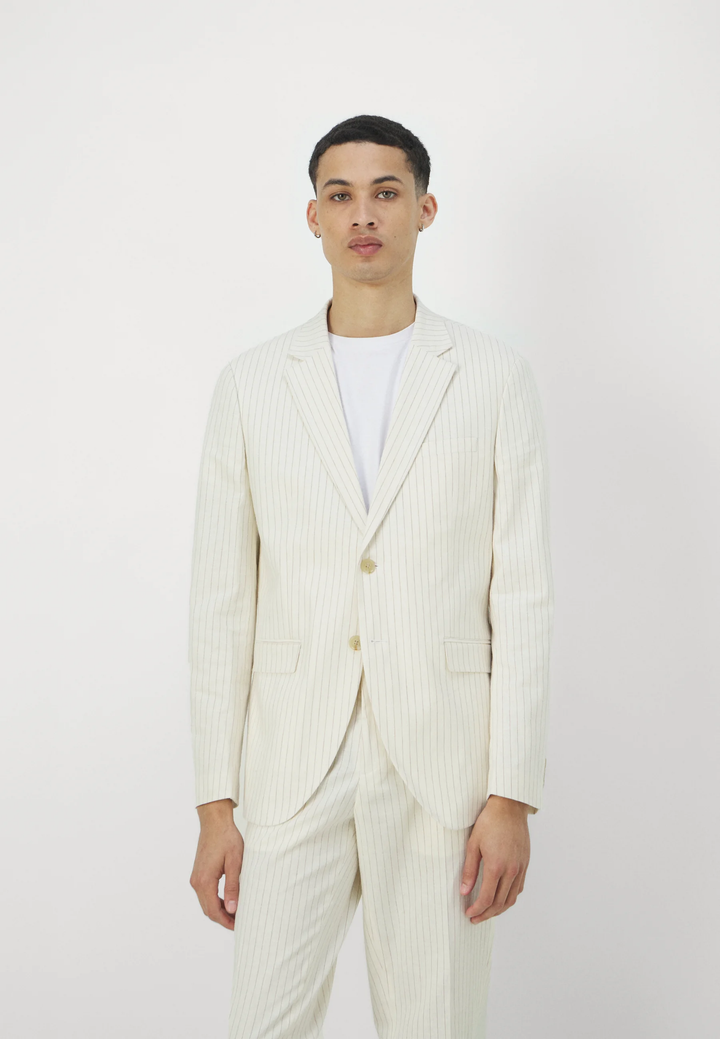 Formal Men's 2 Pieces Mens Suit Notch Lapel Striped Tuxedos (Blazer+Pants) mens event wear