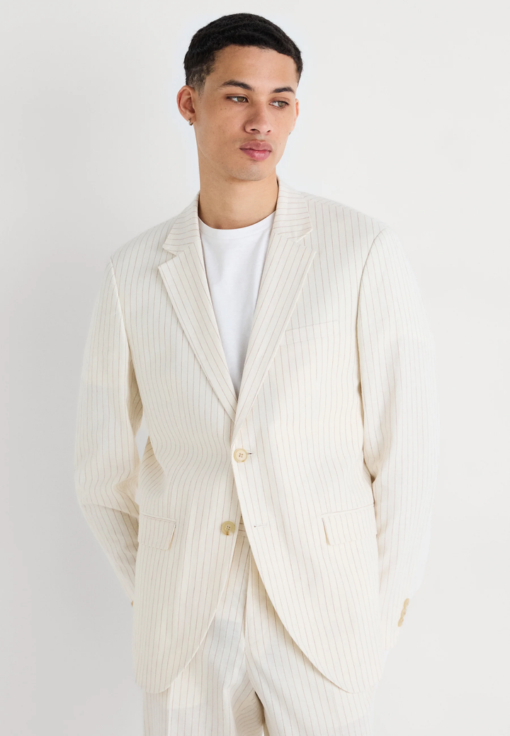 Formal Men's 2 Pieces Mens Suit Notch Lapel Striped Tuxedos (Blazer+Pants) mens event wear