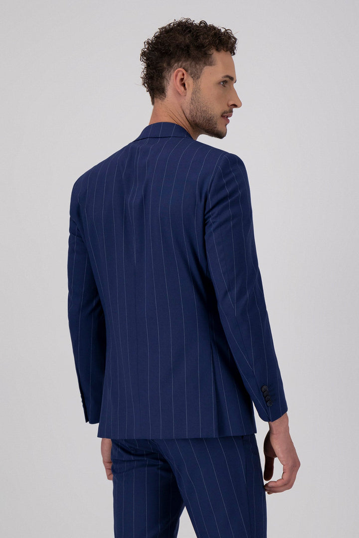 Formal Men's 2 Pieces Mens Suit Notch Lapel Striped Tuxedos (Blazer+Pants) mens event wear