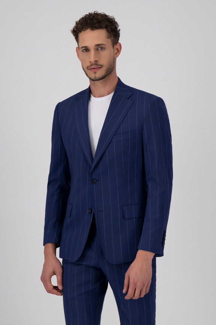 Formal Men's 2 Pieces Mens Suit Notch Lapel Striped Tuxedos (Blazer+Pants) mens event wear