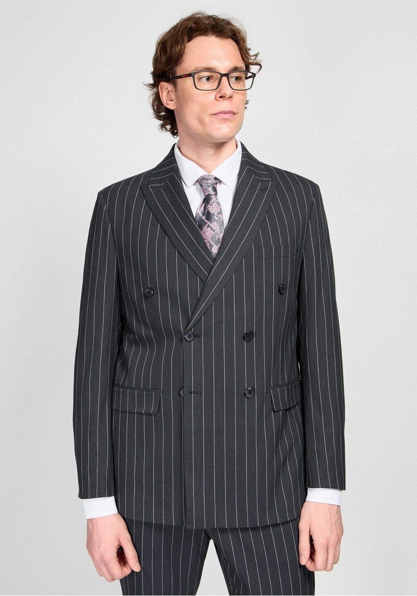 Formal Men's 2 Pieces Mens Suit Peak Lapel Striped Tuxedos (Blazer+Pants) mens event wear