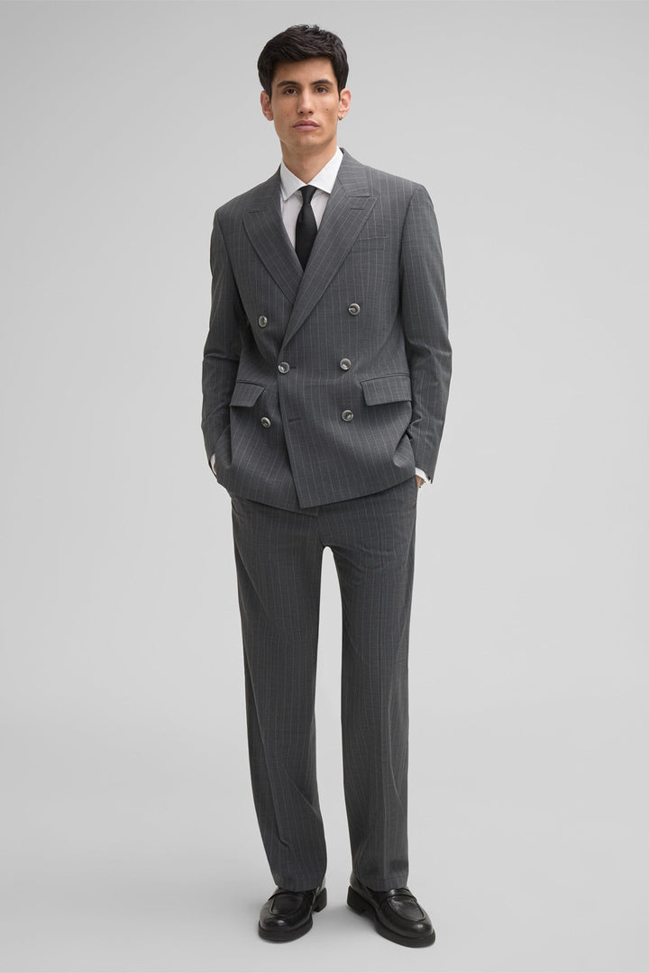 Formal Men's 2 Pieces Mens Suit Peak Lapel Striped Tuxedos (Blazer+Pants) mens event wear