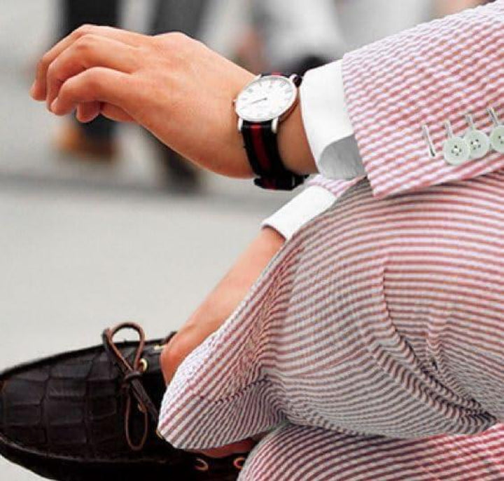 Formal Men's 2 Pieces Striped Seersucker Notch Lapel Tuxedos (Blazer+Pants) mens event wear