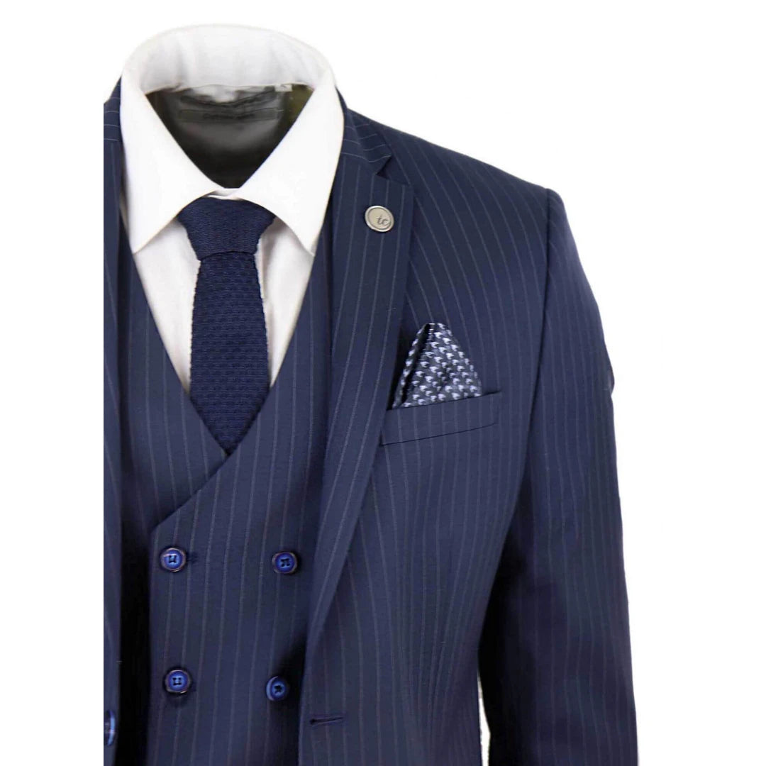 Formal Men's 3 Pieces Mens Suit Notch Lapel Striped Tuxedos (Blazer+Vest+Pants) mens event wear