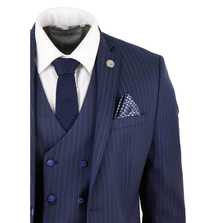 Formal Men's 3 Pieces Mens Suit Notch Lapel Striped Tuxedos (Blazer+Vest+Pants) mens event wear