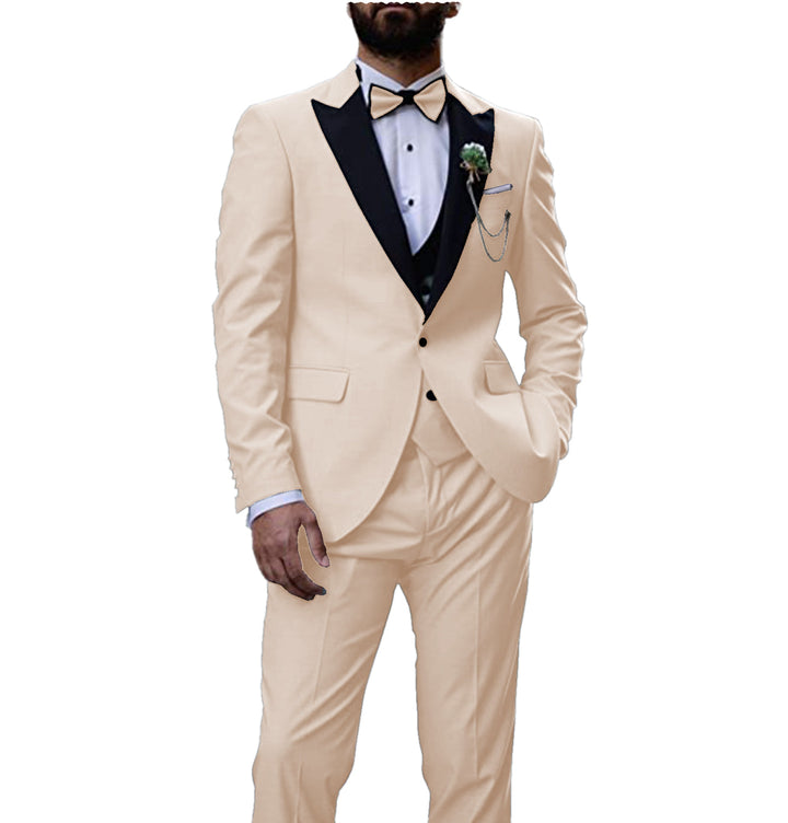 Formal Men's 3 Pieces Mens Suit Peak Lapel Tuxedos (Blazer+vest+Pants) mens event wear