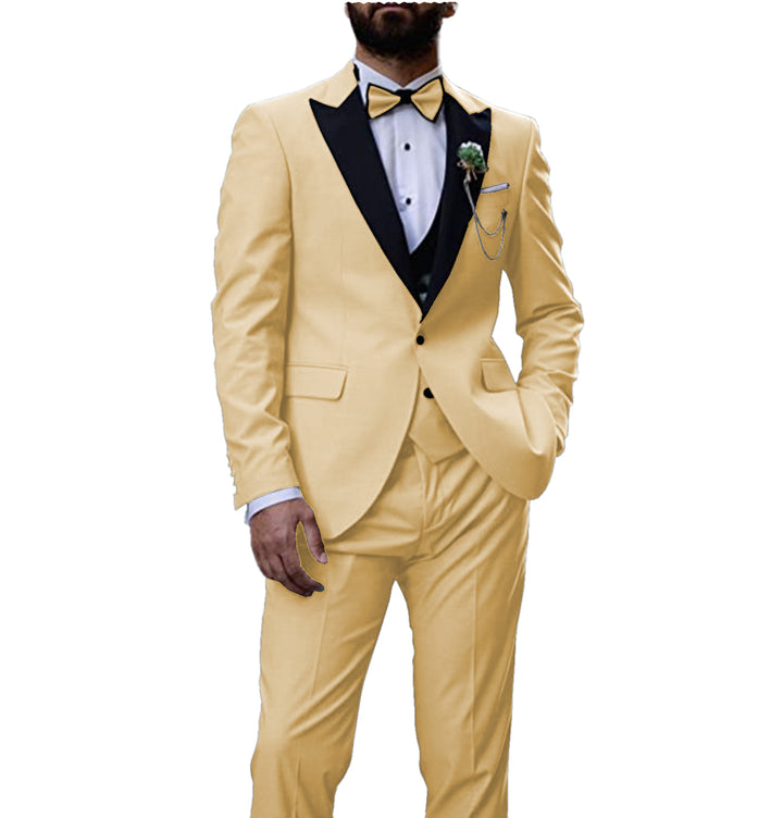 Formal Men's 3 Pieces Mens Suit Peak Lapel Tuxedos (Blazer+vest+Pants) mens event wear