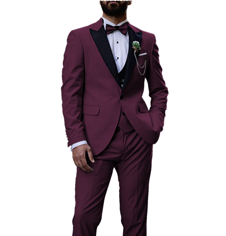 Formal Men's 3 Pieces Mens Suit Peak Lapel Tuxedos (Blazer+vest+Pants) mens event wear