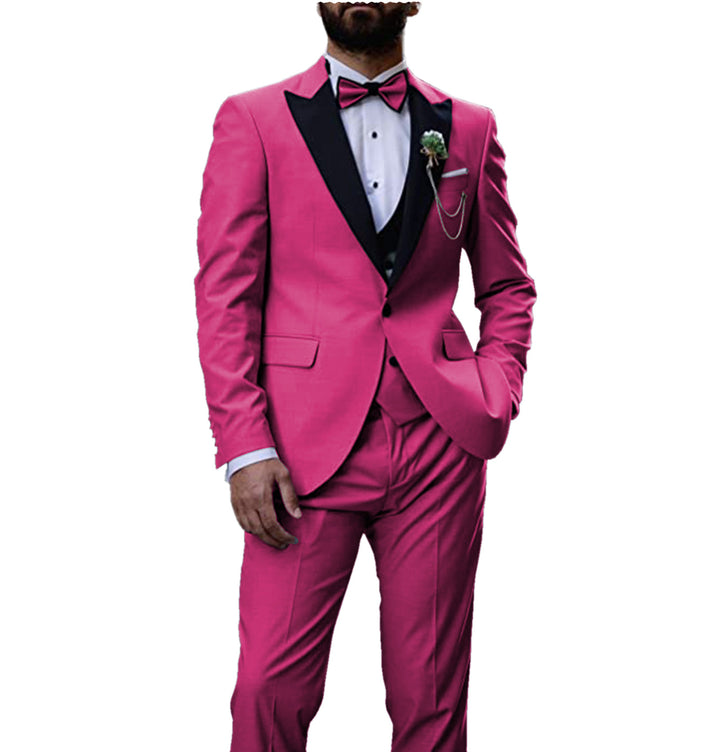 Formal Men's 3 Pieces Mens Suit Peak Lapel Tuxedos (Blazer+vest+Pants) mens event wear