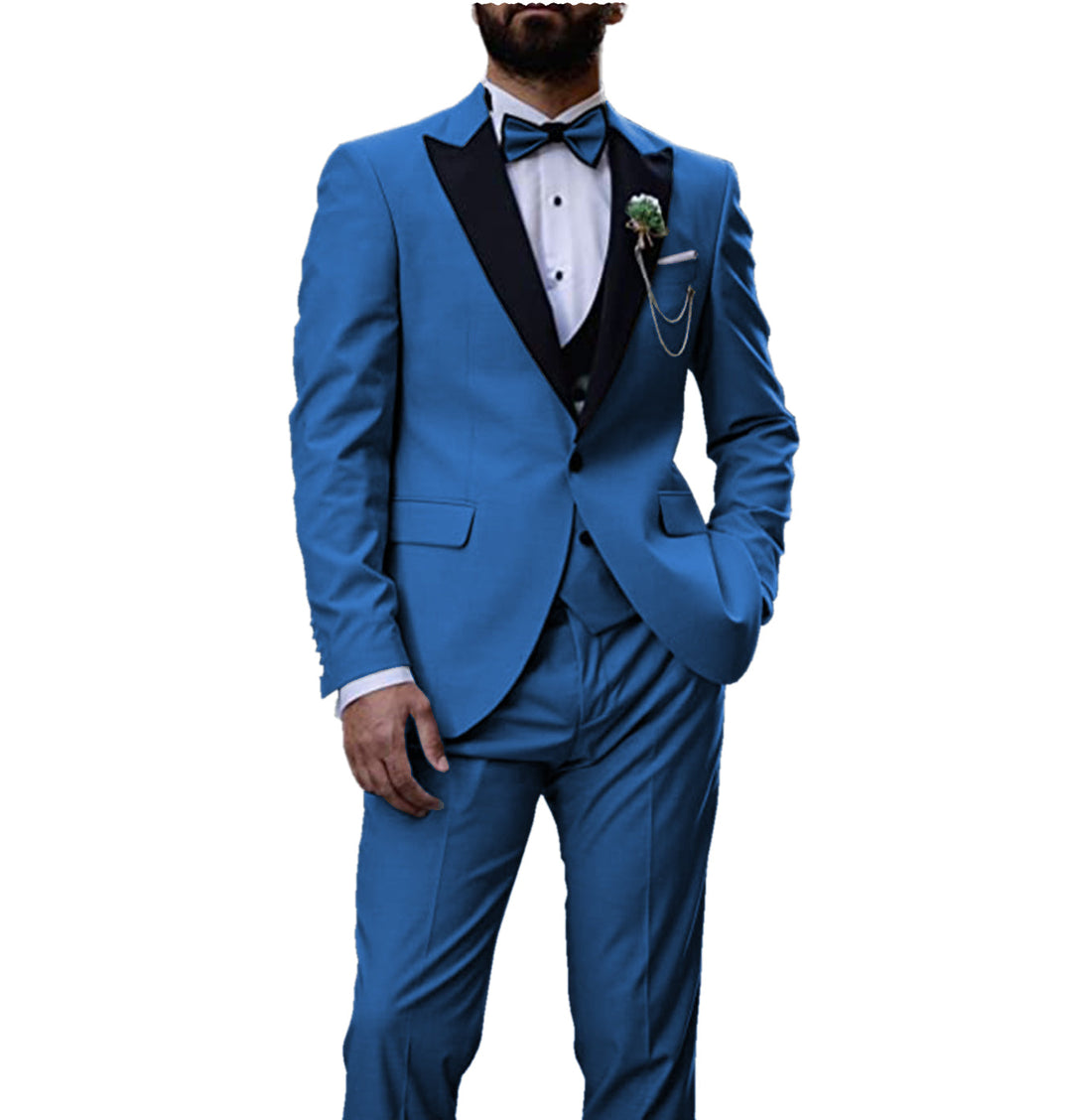 Formal Men's 3 Pieces Mens Suit Peak Lapel Tuxedos (Blazer+vest+Pants) mens event wear