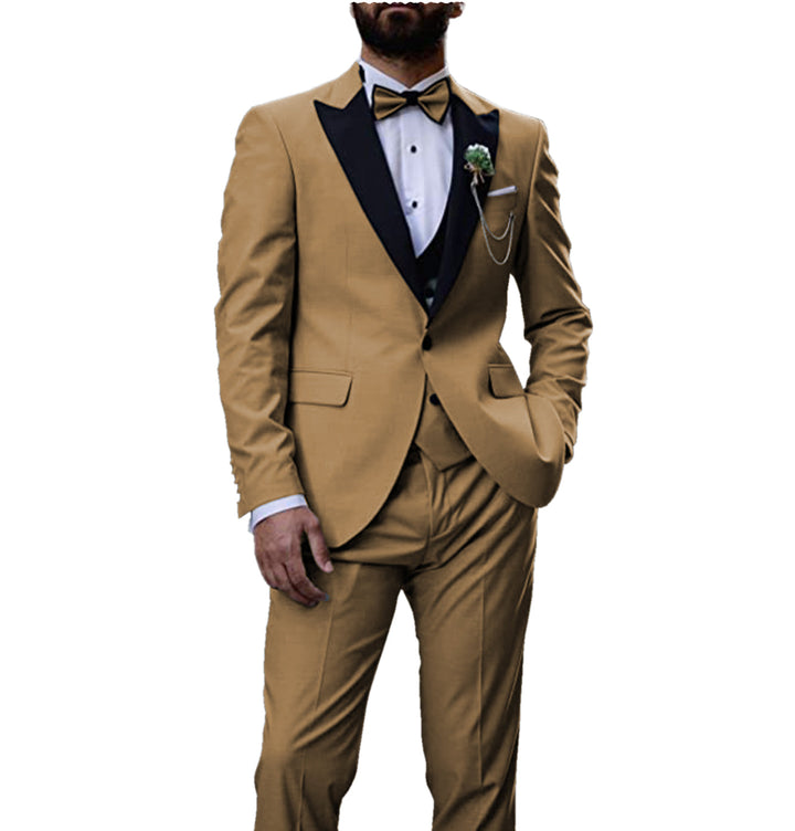 Formal Men's 3 Pieces Mens Suit Peak Lapel Tuxedos (Blazer+vest+Pants) mens event wear