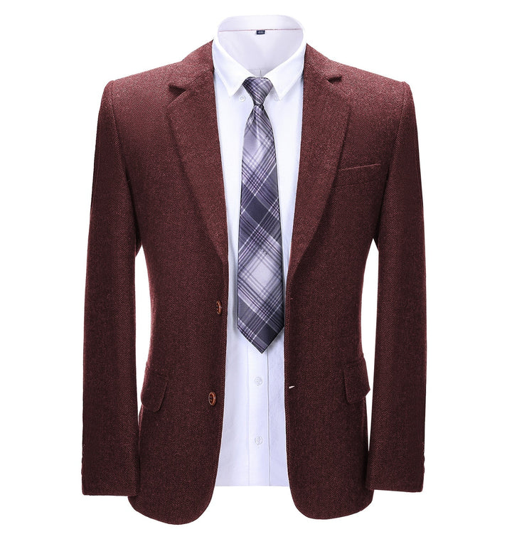 Formal Men's Business Herringbone Notch Lapel Blazer Solid Jacket mens event wear