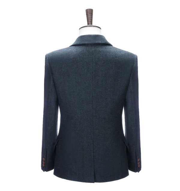 Formal Men's Business Herringbone Notch Lapel Blazer Solid Jacket mens event wear