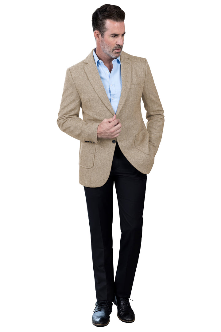 Formal Men's Classic Tweed Herringbone Peak Lapel Blazer mens event wear
