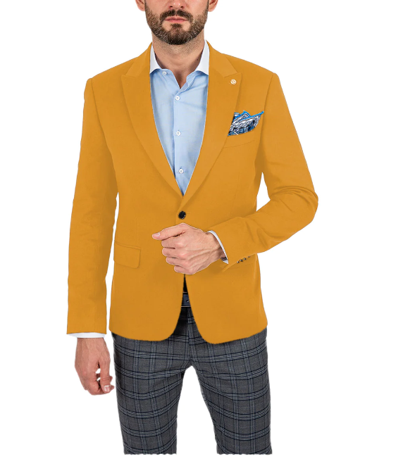 Formal Men's Slim Fit Peak Lapel Flat Blazer mens event wear