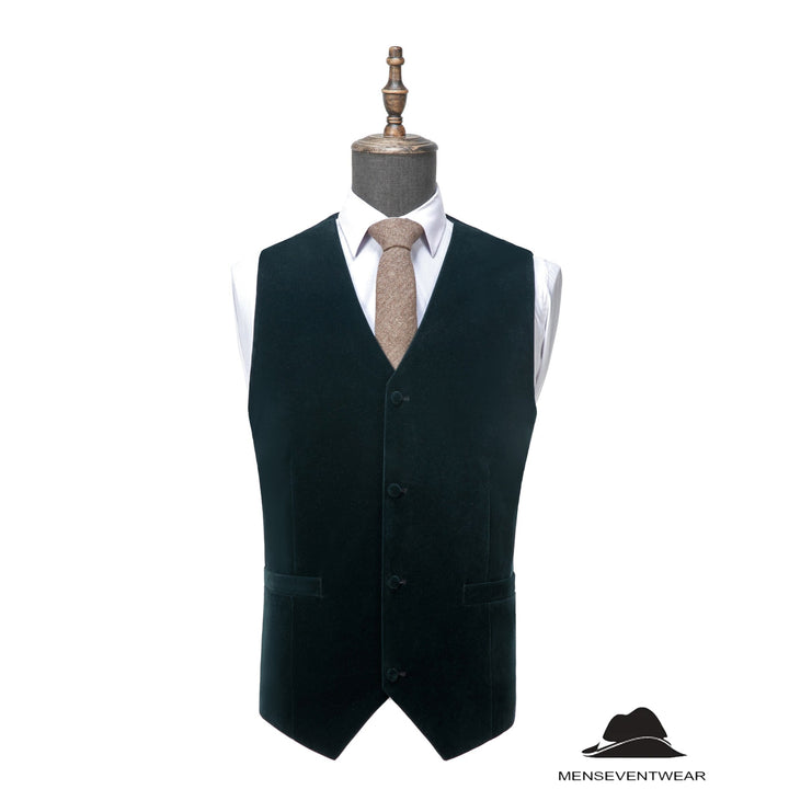 Formal Men's Suit Velvet Navy V Neck Vest mens event wear