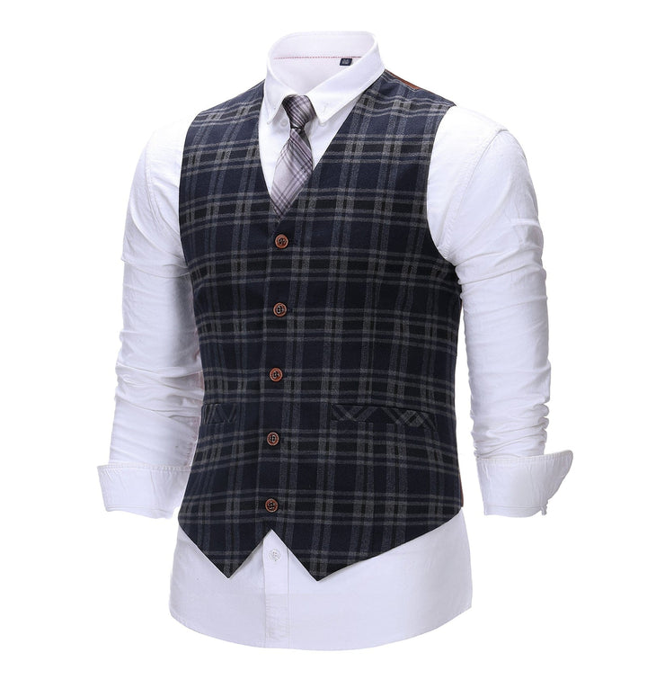 Formal Men's Suit Vest Plaid V Neck Waistcoat mens event wear