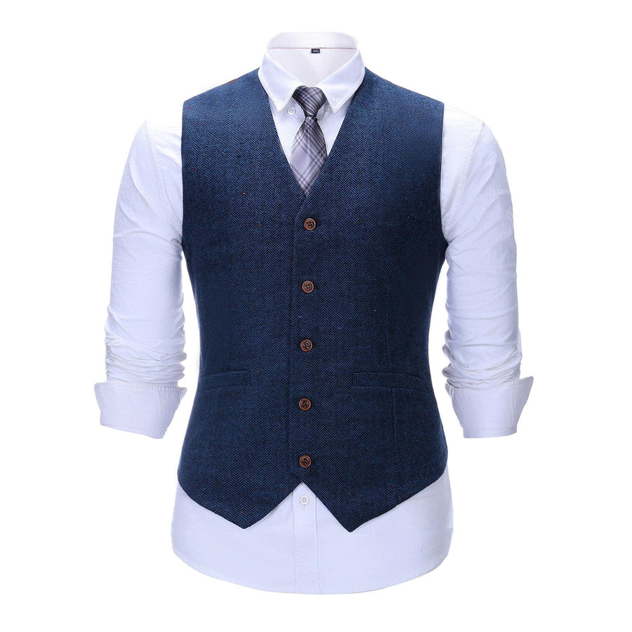 Vest Men's Suit Vest Standing Collar Herringbone Vest