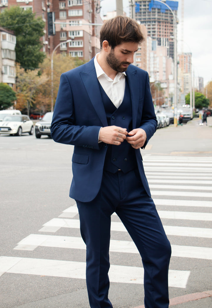 Formal Men's Suits Slim Fit 3 Pieces Peak Lapel Tuxedos (Blazer+Vest+ Pant) mens event wear