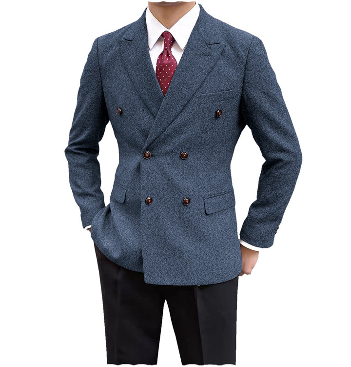 Formal Men's Wool Herringbone Peak Lapel Blazer mens event wear