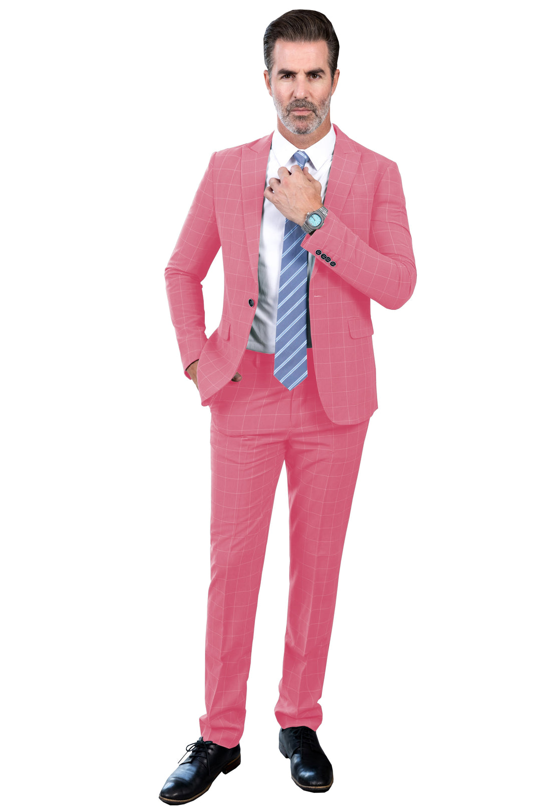 Formal Mens Suit 2 Pieces Business Plaid Solid Peak Lapel Tuxedos (Blazer+Pants) mens event wear