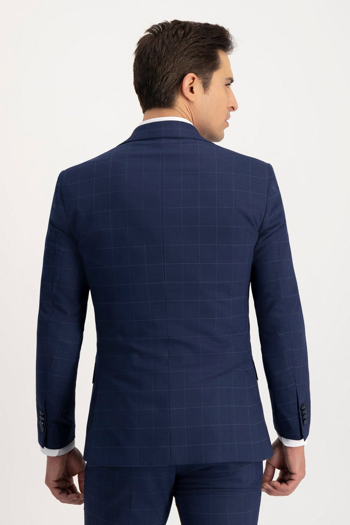 Formal Mens Suit 3 Pieces Business Plaid Solid Notch Lapel Tuxedos (Blazer+Vest+Pants) mens event wear