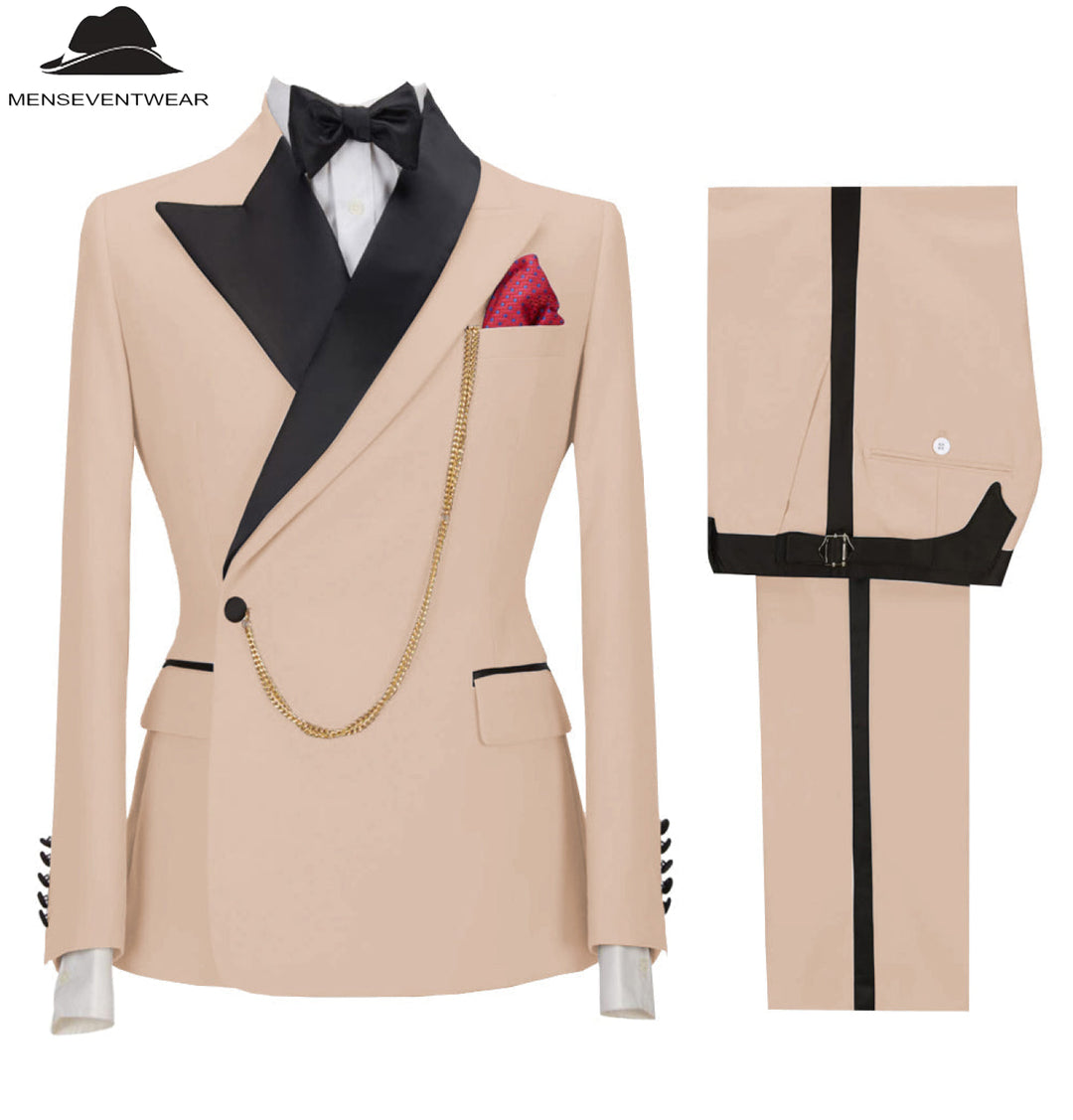 Formal Mens Suit 3 Pieces Peak Lapel Blazer For Wedding (Blazer+vest+Pants) mens event wear