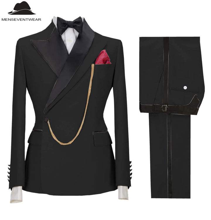 Formal Mens Suit 3 Pieces Peak Lapel Blazer For Wedding (Blazer+vest+Pants) mens event wear