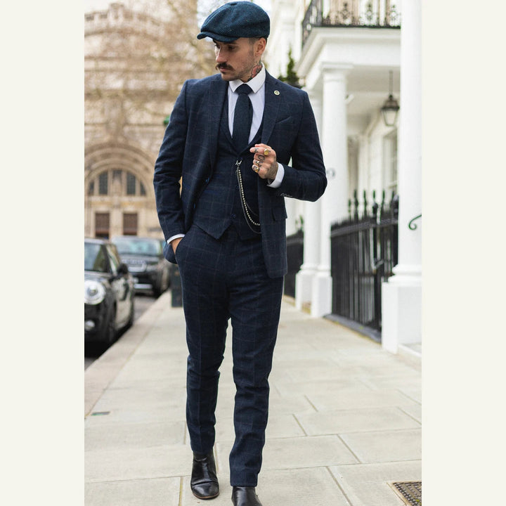 Men's 3 Pieces Mens Formal Tweed Plaid Notch Lapel Suit (Blazer+vest+Pants) mens event wear