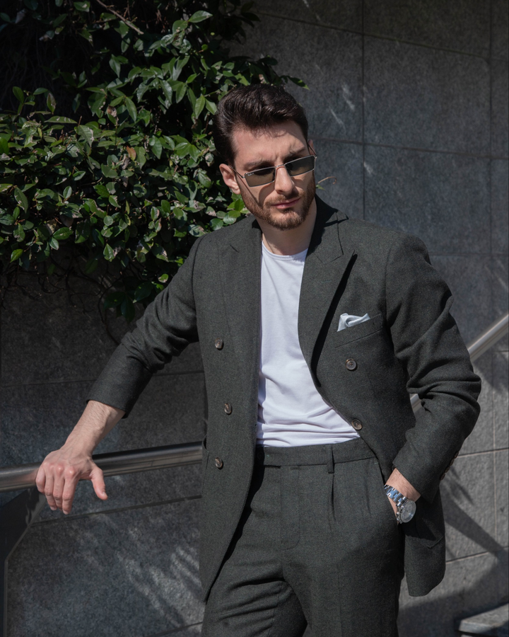 Men's Casual 2 Pieces Mens Suit Classic Tweed Peak Lapel Tuxedos (Blazer+Pants) mens event wear