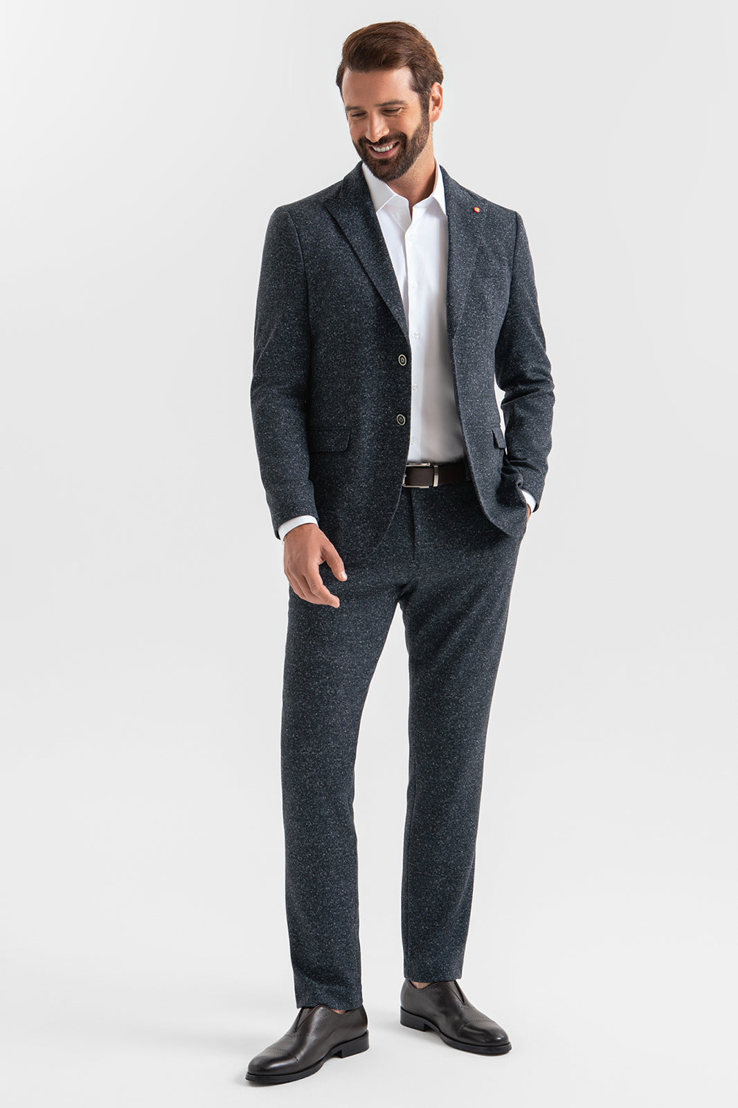 Men's Casual 3 Pieces Mens Suit Classic Tweed Peak Lapel Tuxedos (Blazer+vest+Pants) mens event wear