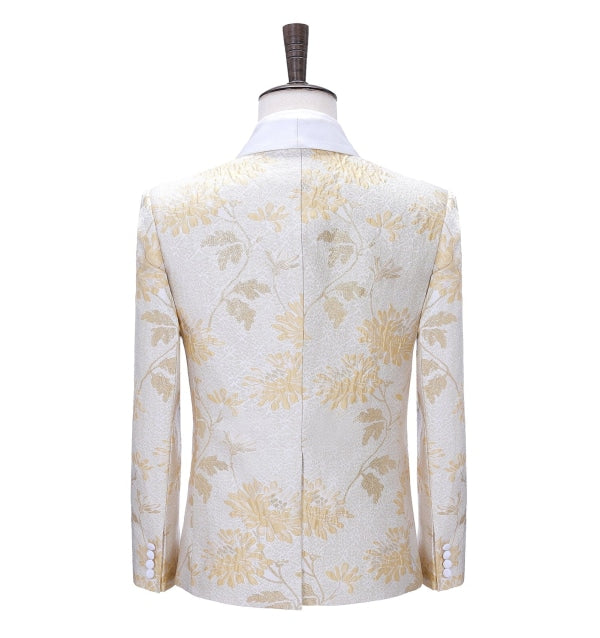 Men's Casual Chinoserie Patterned Shawl Lapel  Blazer mens event wear