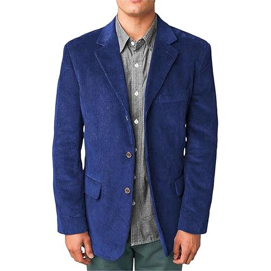 UNeedVog Men's Corduroy Blazer - Big & Tall Slim Fit Single Button Sport Coat With Notched Collar