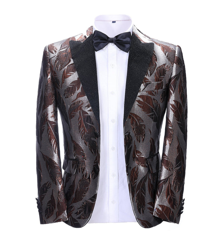 Men's Casual Patterned Peak Lapel Blazer mens event wear