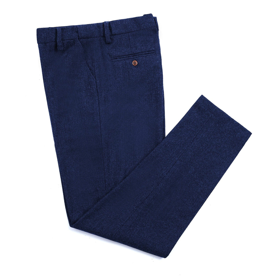 Men's Casual Suit Pant Herringbone Pleat-Front Trousers menseventwear