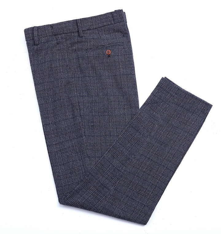 Men's Casual Suit Pants Plaid Pleat-Front Trousers menseventwear