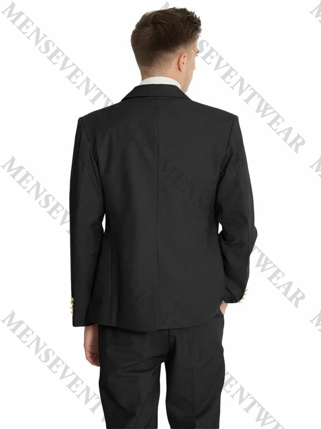 Men's Formal 3 Pieces Slim Fit Flat Peak Lapel Tuxedos (Blazer+vest+Pants) mens event wear