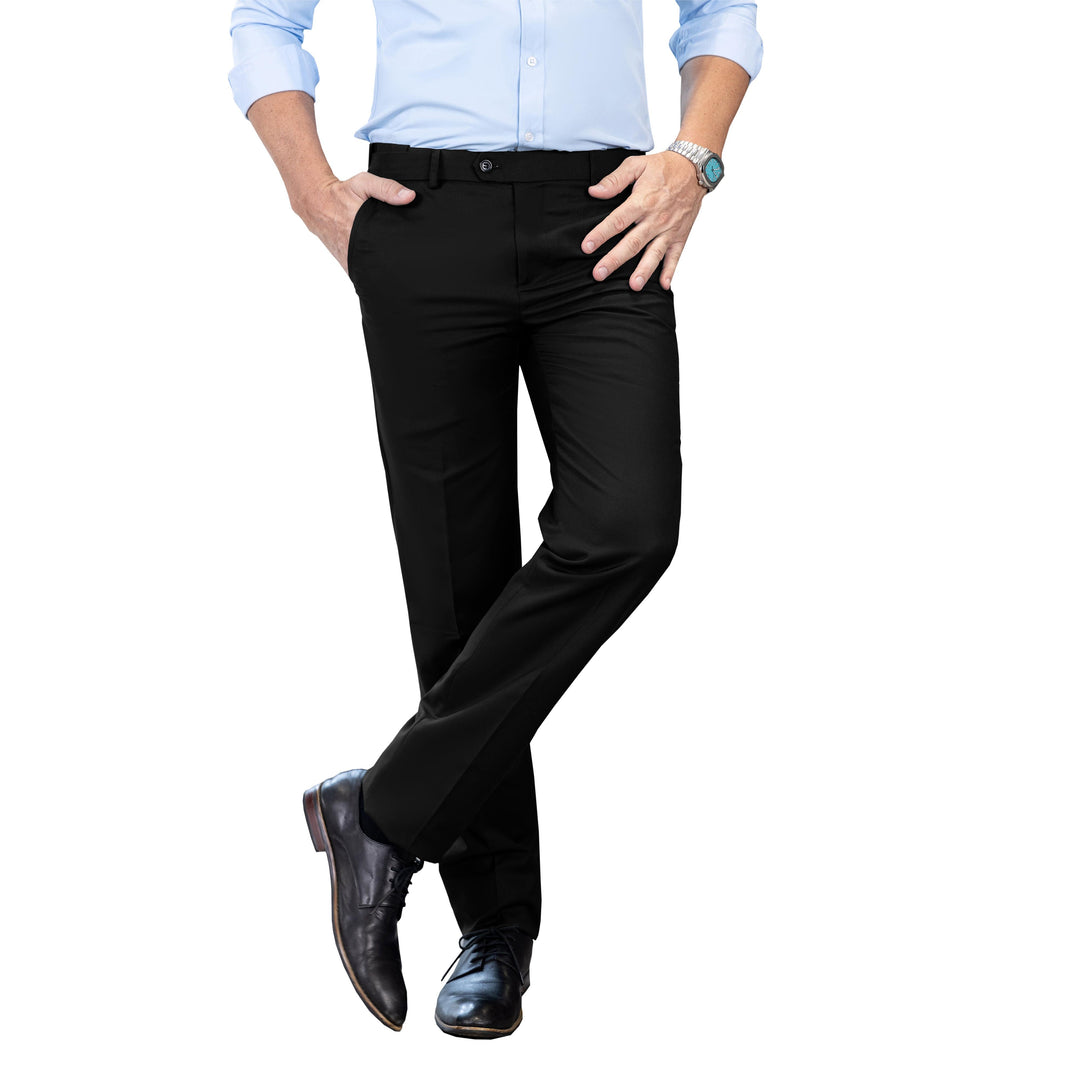 Men's Formal Suit Pants Regular Fit Trousers Black / 32W x 34L Men's Formal Suit Pants Regular Fit Trousers Black / 32W x 34L