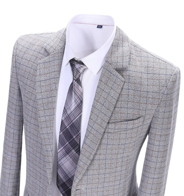 Men's Formal White Houndstooth Notch Lapel Blazer mens event wear