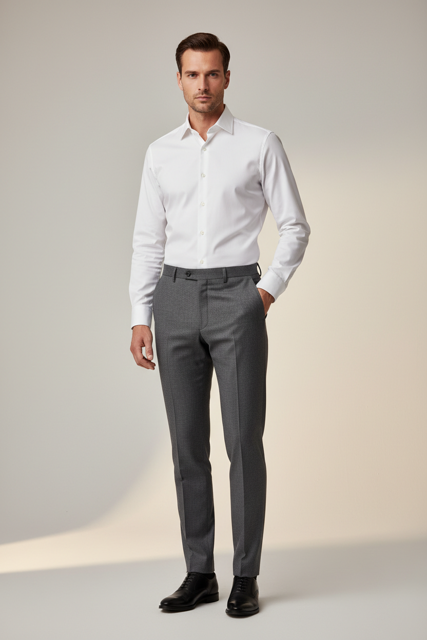 Men's Grey Trousers Full Body Banner